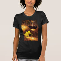 Verre de vin et de raisins verts dans la lueur d'u t-shirt