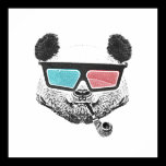Verres à trois dimensions de panda vintage affiches
