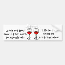 VERRES DE VIN ROUGE AVEC LA CITATION FRANÇAIS-ANGL AUTOCOLLANT POUR VOITURE