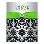 Vert, argent, carte noire du bonbon 16 RSVP à dama Carton D'invitation