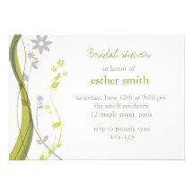 Vert et invitation florale gris-clair de charme