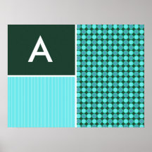 Vert et pois de turquoise posters