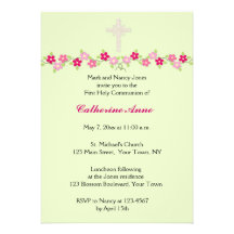 Vert floral et en bon état rose, invitation religi