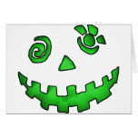Vert fou de visage de citrouille de Jack-o'-lanter Cartes De Vœux