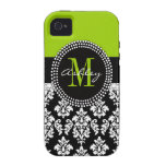 Vert noir de monogramme de Coque-Compagnon de l'iP Coques Case-Mate iPhone 4