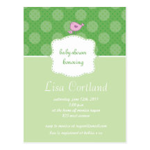 Vert - points et invitations mignons de baby showe carte postale
