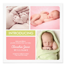 Vert rose multiple du faire-part de naissance | de