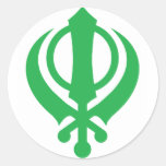 Vert sikh de Khanda Adhésif Rond