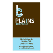 Vertical Brown and Aqua Business Card