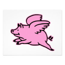 Very Cute Flying Pink Pig Personalized Invites
