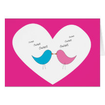 Very sweet pair of birds: pink and blue cards