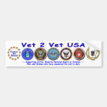 Vet 2 Vet USA United Bumper Stickers
