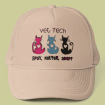 Vet Tech SPAY NEUTER ADOPT Black Cats Design hats