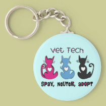Vet Tech SPAY NEUTER ADOPT Black Cats Design keychains