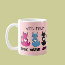Vet Tech SPAY NEUTER ADOPT Black Cats Design mugs