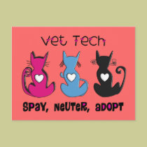 Vet Tech SPAY NEUTER ADOPT Black Cats Design postcards