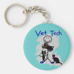 Vet Tech Stick Person With Black Cats Key Chains