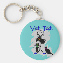 Vet Tech Stick Person With Black Cats Key Chains