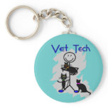 Vet Tech Stick Person With Black Cats keychains