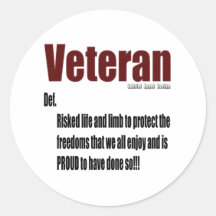 Veteran Definition Round Sticker