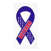 Veterans Blue Stars Ribbon Support the Troops Photo Greeting Card