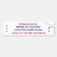 VETERANS ROCK, SERVED MY COUNTRY, I LOVE THE UN... BUMPER STICKER
