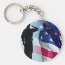 Veterans Salute the flag Key Ring Keychains