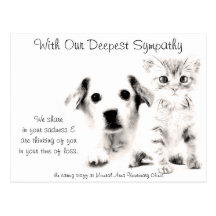Veterinarian Sympathy Card Pup and Kitten Post Cards