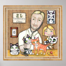 Veterinarian With Kittens Posters