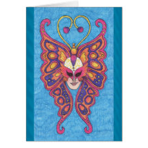 Vibrant Butterfly Mardi Gras Mask Blank Card