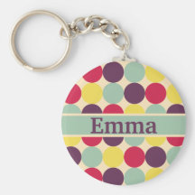 Vibrant Colourful Polka Dot Pattern Key Chains