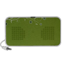 Vibrant floral on dark olive green background mini speaker