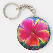 Vibrant Hibiscus Flower Key Chains