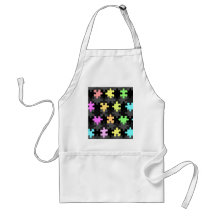 vibrant jigsaw pieces pattern aprons