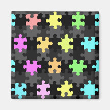 vibrant jigsaw pieces pattern fridge magnets