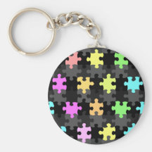 vibrant jigsaw pieces pattern keychain