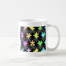 vibrant jigsaw pieces pattern mugs