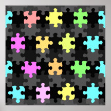 vibrant jigsaw pieces pattern poster