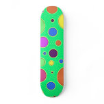 Vibrant Neon Green Polka-dots Skateboard Deck