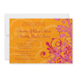 Vibrant Orange and Pink Floral Wedding Invitation