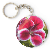 Vibrant pink geraniums key chain