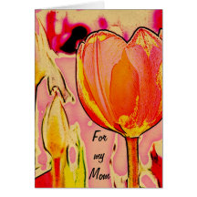 Vibrant pink tulip mother's day card