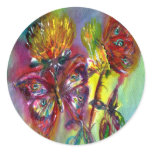 VIBRANT SPARKLING BUTTERFLIES IN BLUE,Teal Round Sticker