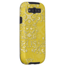 Vibrant Yellow Floral Damask Pattern Samsung Galaxy S3 Covers