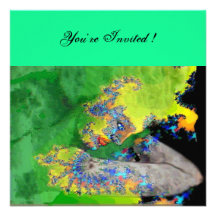 VIBRATIONS OF MATTER ,  green yellow black Custom Invite