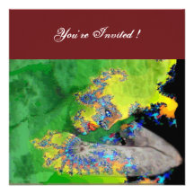 VIBRATIONS OF MATTER ,  green yellow black red Custom Invitations