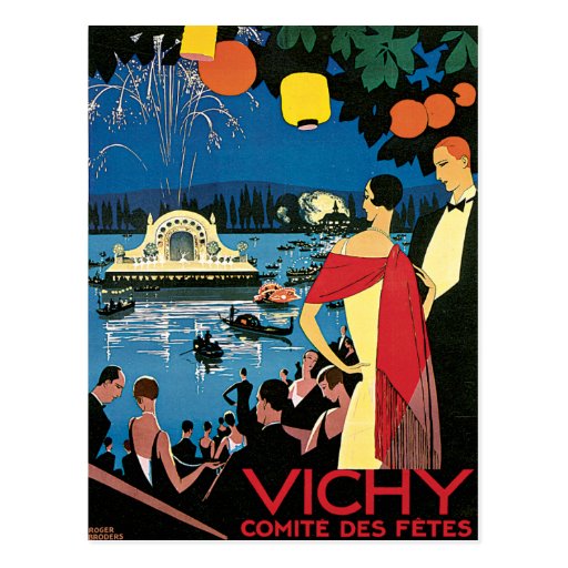 Vichy France Comite Des Fetes Art 1926 Nightlight Post Card