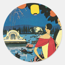 Vichy France Comite Des Fetes Art 1926 Nightlight Round Stickers