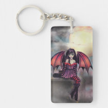 Victoria Vampire Fairy with Cat Halloween Art key chains