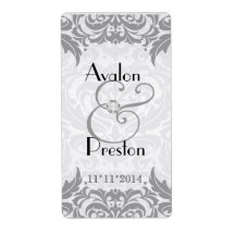 Victorian Baroque Grey  Wine Wedding Label